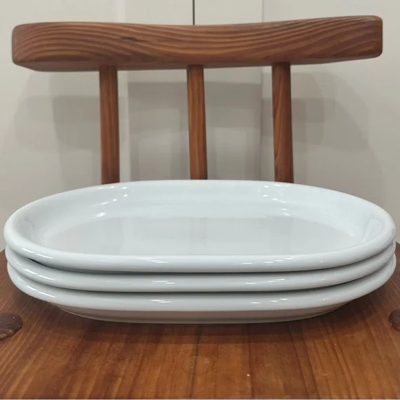 Set of 3 Vintage IKEA White Oval Plate Portugal Used - Picture 1 of 5